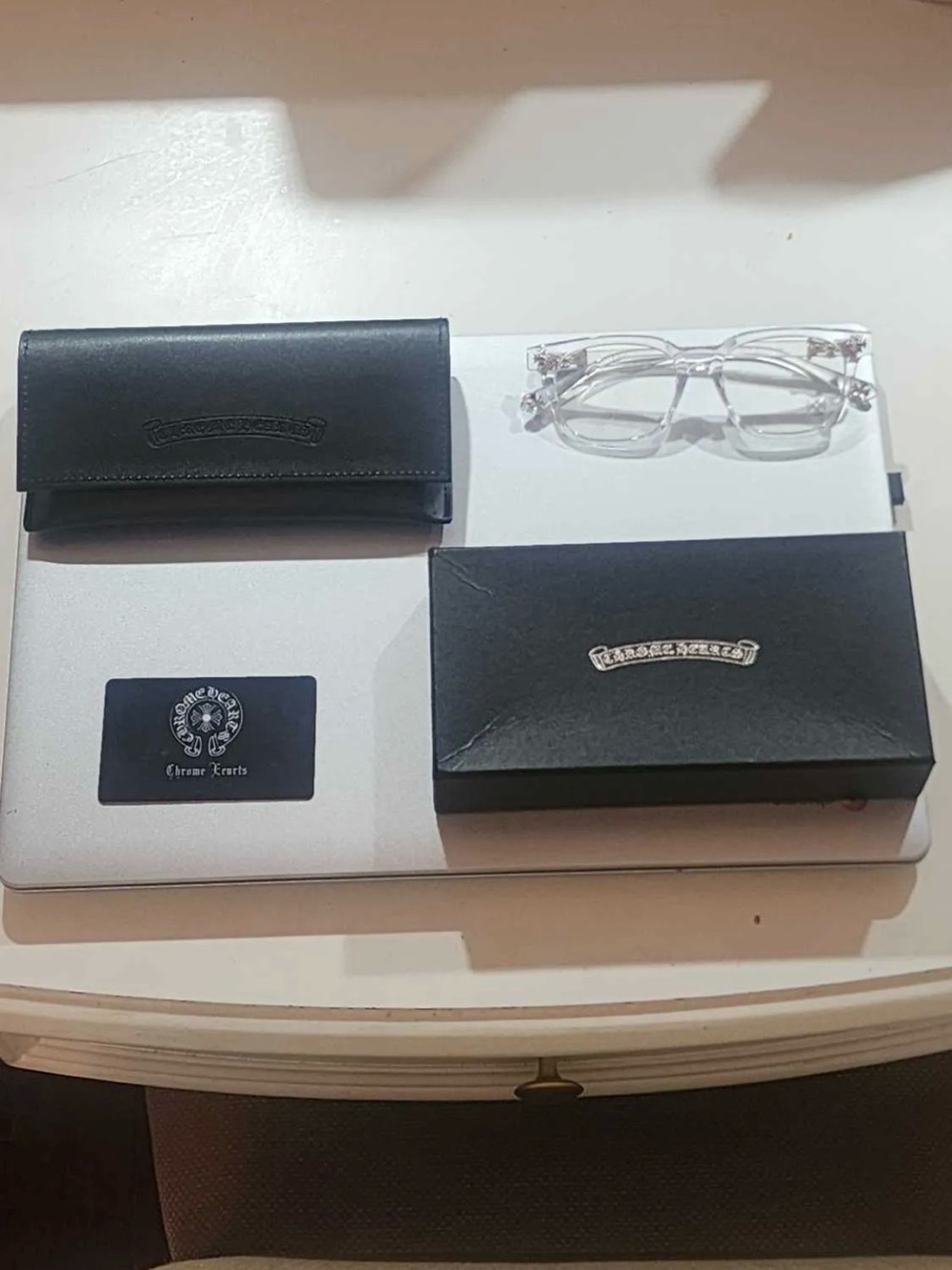 Chrome Hearts Clear Frame Glasses with Black Case and Box